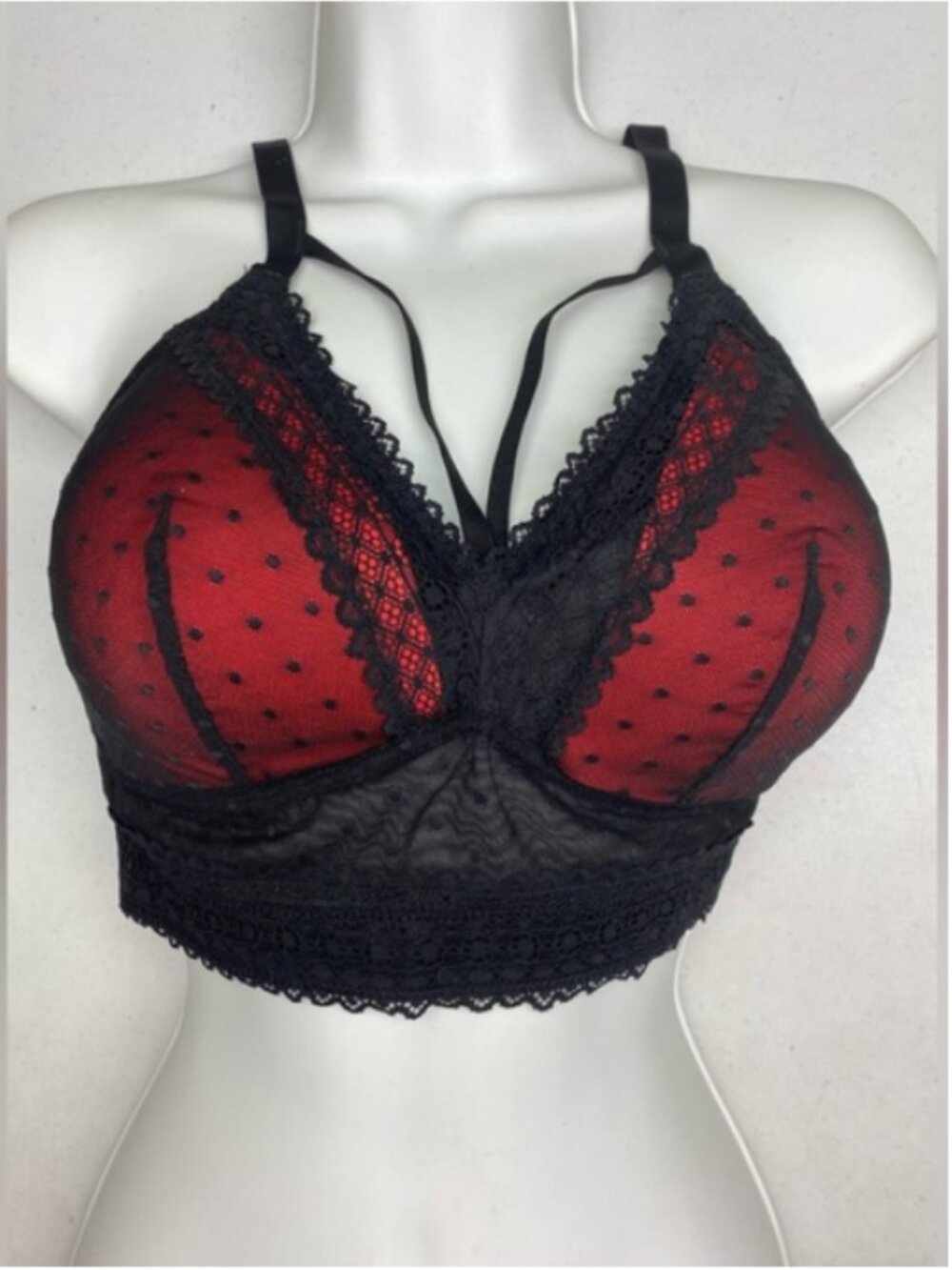 Parfait BLK /RED Wireless Long Bra, 34G *P1036